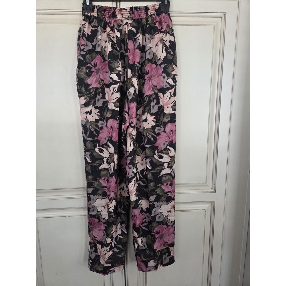 Vtg White Stag Floral Pants Romantic Women's S/m 90s Y2k Tropical Aloha Hi Waist